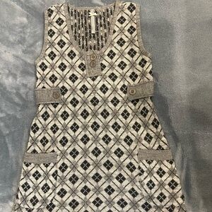 Gray and Black Argyle Knit Dress